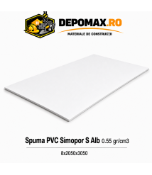 Placa rigida PVC Simopor S Alb 0.55 g/cm3, 8x2050x3050 mm